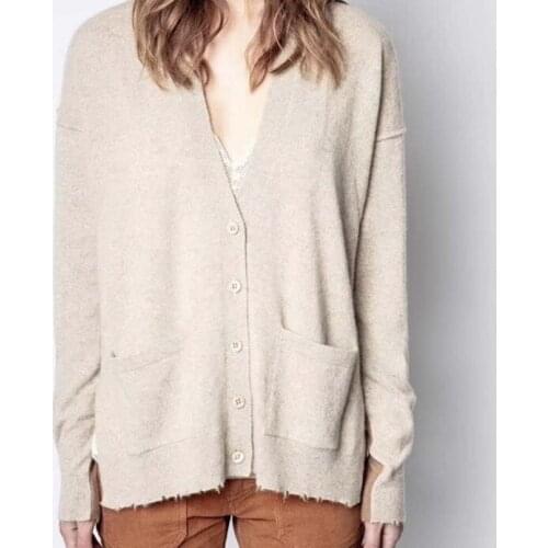 Women Sweater 2020 Autumn and Winter New Cashmere Contrast Color Hollow Letters Fashion Knitted Cardigan All-match