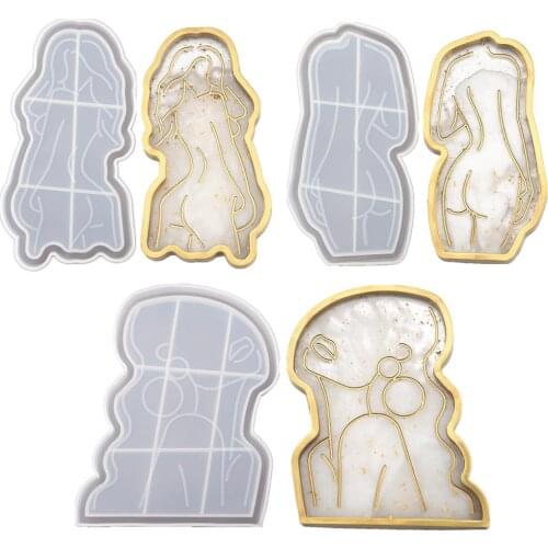 1Pcs Abstract Girl Body Dish Plate Silicone Mold Model Tray Epoxy Resin Mold For DIY Mirror Resin Plate Jewelry Accessories Tool
