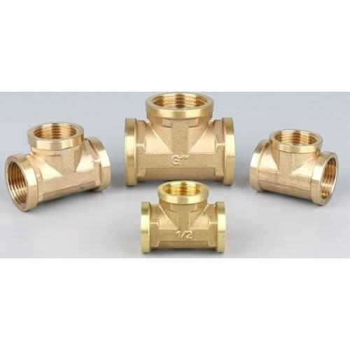 1PCS 1/8" 1/4" 3/8" 1/2" 3/4" BSP Female Thread 3 Way Tee Type Brass Pipe Fitting Adapter Coupler Connector For Water Fuel Gas