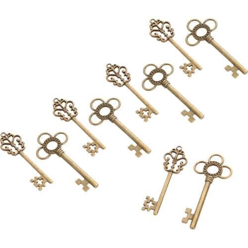 10Pcs Vintage Antique Bronze Skeleton Keys For DIY Wedding Party Gifts Jewelry Necklace Pendants Decoration