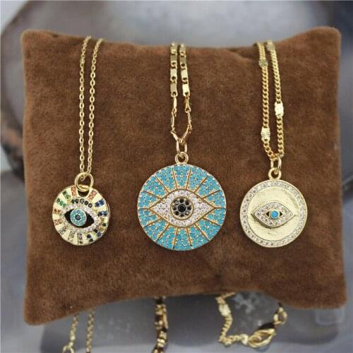 16inch 10pcs/lot New design colorful cz necklace,eye shape cubic zircon component,popular plated rosary chain necklace wholesale
