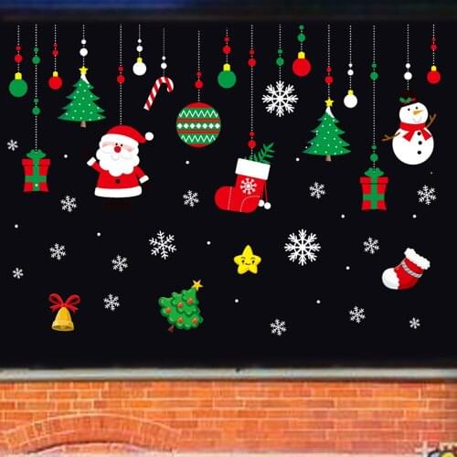 2021 Christmas Wall Stcikers New Year Window Decoration Santa Claus Home Decor PVC Vinyl Wall Decals Fashion House Decoration