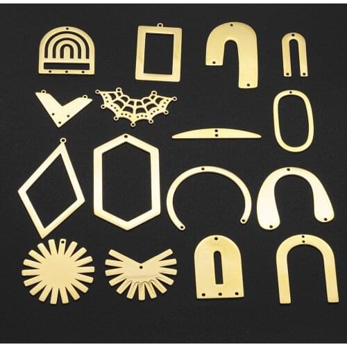 50pcs/lot Mix Designs Stainless Steel Geometric DIY Jewelry Charms Connector Wholesale Never Fade Necklace Making Finding