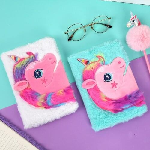 Unicorn notebook plush notepad student diary A5 cartoon decoration book