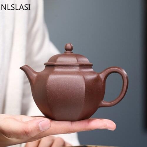 Yixing Handmade Tea Pot Six Parties Shape Purple Clay Teapot Raw Ore Beauty Kettle Chinese Tea Ceremony Customized Gifts 240ml