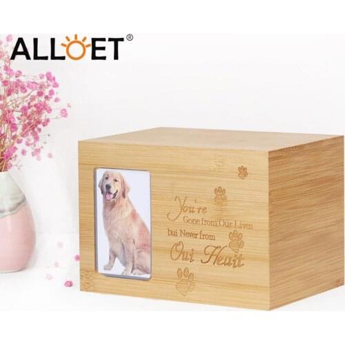 Cremation Wooden Pet Urn Box Dog Cat Cremation Personal Peaceful Memorial Photo Frame Box Pet Ashes Columbarium Box Casket