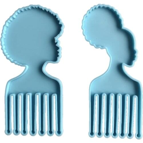 DIY crystal epoxy resin mold African head shape comb drop glue comb silica gel mold