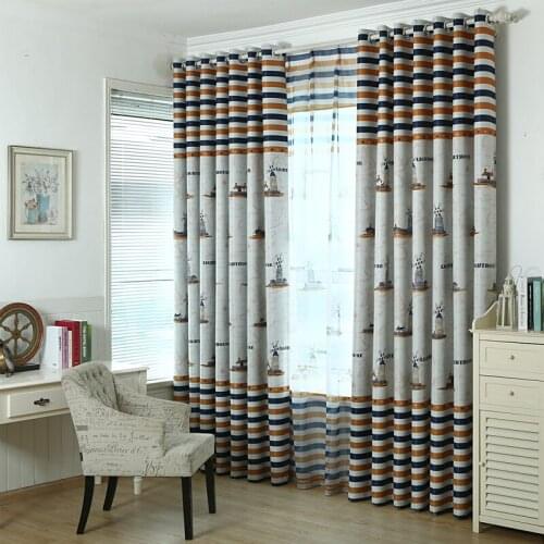 European Modern Living Room Curtains Windmill Printed Window Door Curtain Panels Blackout Polyester Fabric Kids Bedroom Drapes