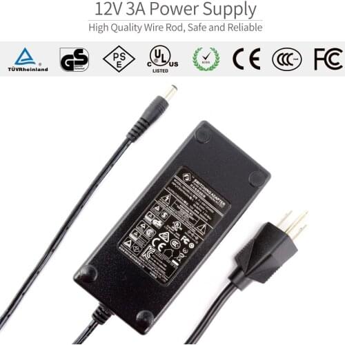 Feelworld DC 12V 3A Switching Supply Home Power Adapter Input 100-240V 50/60Hz 1.5A Max Output 12V 3000Ma for Feelworld FW279S