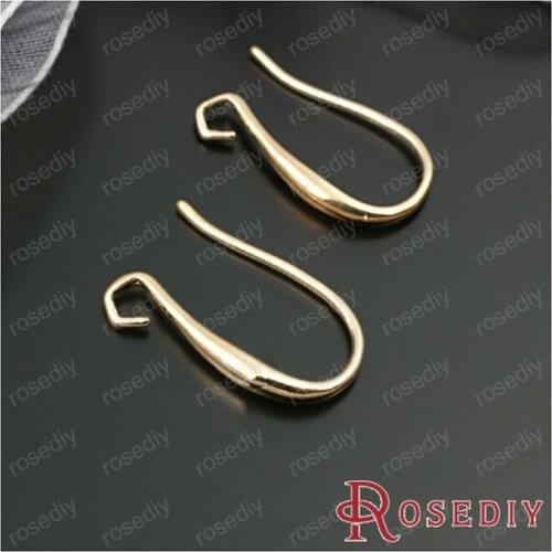 Wholesale Height 18mm Champagne Gold color Copper Earring Hooks Diy Jewelry Findings Accessories 10 Pieces(JM5607)