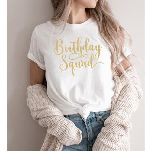 Birthday Squad Shirt Birthday Team T-Shirt Birthday Crew Group Gift Unisex Summer Casual Oversized T Shirt and Tops