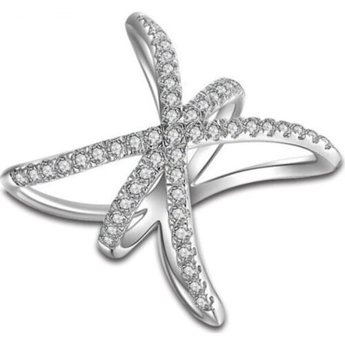 Hot!Bottom Price Fashion Rings for Women O and X Shape Ring Zirconia Micro Paved Women Anel Silver Color Jewelry Dropship LSR237