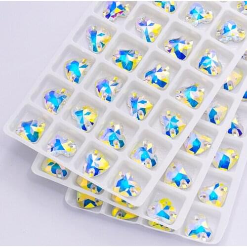 Delicate Lovely Heart Shaped K9 Rhinestones Flat Back Glass Crystal Strass Fancy Stones Sew on Wedding Dresses Garment Crafts