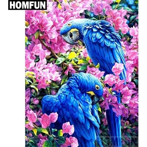 HOMFUN Square Round Drill 5D Diamond Painting Environmental Crafts Full Diamond Embroidery "Parrot flower" Home decor A03765