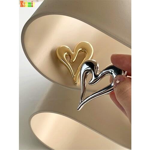 Kshmir New unique gold big heart pin fashion womens suit sweater coat fashion pin accessories party gifts 2021