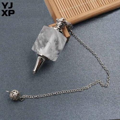 YJXP Natural Stone Geometric Pendulum Crystal Quartzs Multifaceted Reiki Healing Jewelry for Dowsing Divination Wicca