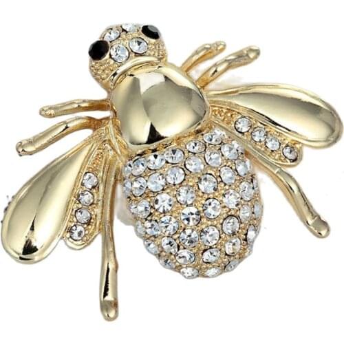 Fashion Rhinestone Crystal Animal Insect Brooch Jewelry Lovely Alloy Bee Brooches Pins Accessories For Gift