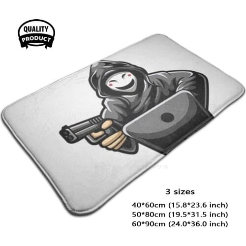 Hacker Face By Revoltofficial Soft House Family Anti-Slip Mat Rug Carpet Hacker Face Revolt Official Hacker Hacker With Laptop