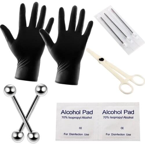 10Pcs Pro Body Piercing Tools Kit Jewelry Piercing Needle Diposable for Tongue Stud Lengua Body Jewelry 1Set