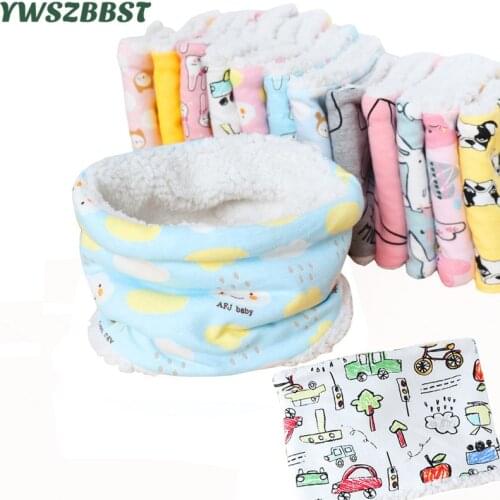 2021 New Plush Autumn Winter Children Scarves Cotton Baby Scarf Cartoon Boys Girls Velvet Scarf O Ring Collar Kids Neck Scarf