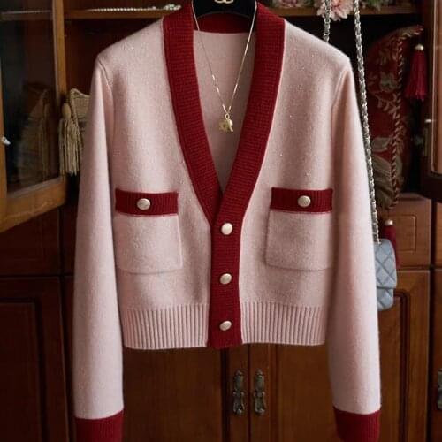 2021 spring and autumn new fashion casual western knitted cardigan v-neck sweater jacket womens all-match blouse