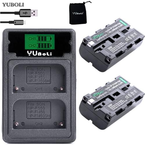 NP-F550 NP-F570 NP F550 F570 NP-F550 /f570 Camera Battery + LCD Dual USB Charger for Sony NP-F550 NP-750 YONGNUO Camera Lights