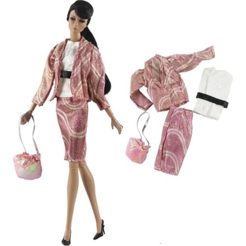 Barbie Clothes Handmade Fashion Doll Dress Office Suit Rose Gold Skirt Doll Clothes For Barbie Doll Accessories Girl Toys