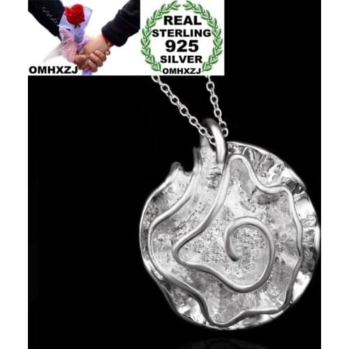 OMHXZJ Wholesale Personality Fashion OL Woman Party Wedding Gift Silver Flower 925 Sterling Silver Charm Pendant Necklace CH75