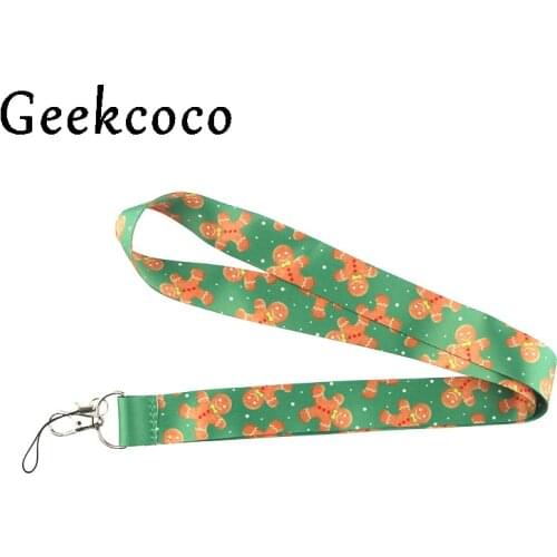 Christmas bear biscuit Multi-function Lanyard Mobile Phone Key Card Identification Straps USB Badges Holder Hanging rope J0681
