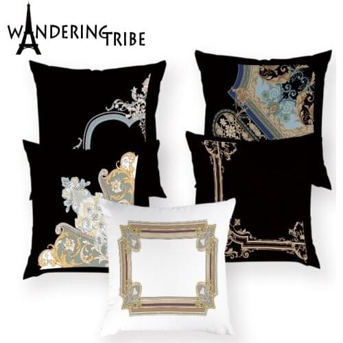 Nordic European Pattern Texture Pattern Decorative Cushion Covers Home Decoration Luxury Nordic Decor Art Nouveau Flowers Black