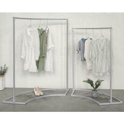 Clothing store arc Island display rack womens clothing store rack silver floor mounted clothes rack side mounted display rack