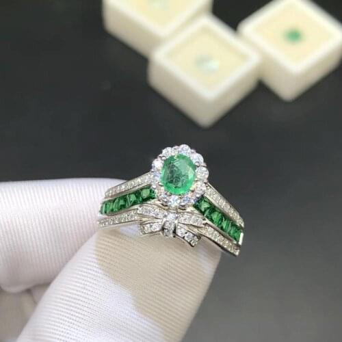 Natural And Real Colombia Emerald ring Wedding Ring Free shipping Natural real emerald 925 sterling silver