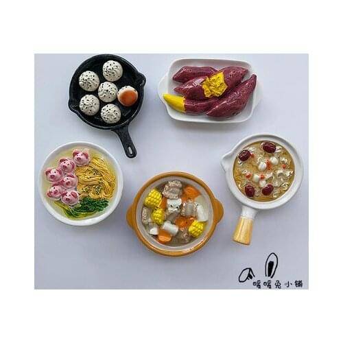 Stir-fried Chestnuts, Squid And Lobster Dumplings 3D Fridge Magnets Tourism Souvenirs Refrigerator Magnetic Stickers Gift