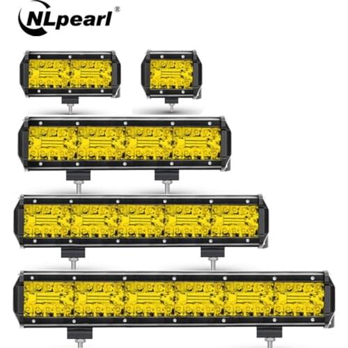 NLpearl 4-20inch 3Rows LED Bar Light Offroad 12V 24V Yellow LED Wokr Light for Jeep Truck Suv 4x4 Tractor Boat Atv LED Fog Light