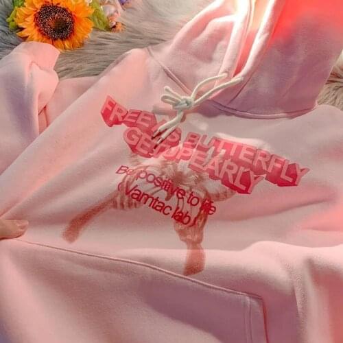 Japanese and Korean park loose sweater Oversized sweatshirts harajuku warm long-sleeved shirt simple letter printing hooded