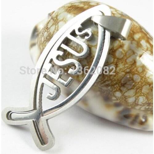 Fashion Jewelry 2-in-1 Stainless Steel Ichthys Jesus Fish Christian Symbol Pendant Necklace Gift YN54