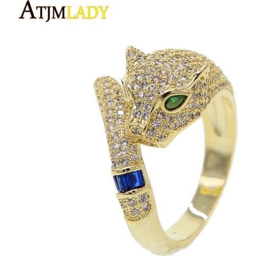 Minimal delicate Gold color cute animal women open knuckle finger ring size 6 7 8 Panther leopard charming midi rings