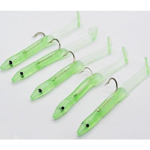 10pcs/pack Lure Flasher Rig Hook Soft Bait Luminous Eel Glow Uv Dark Mackerel Fishing Snapper Flathead Mullet Gummy