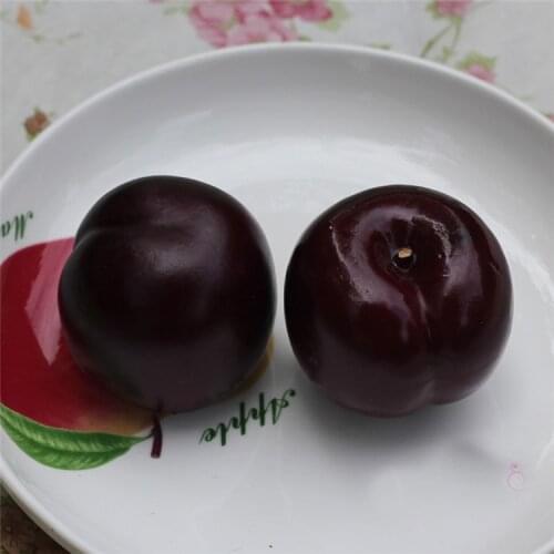 2pcs Black Plum Black Brin Simulation Fake Fruit Diy Toy Food Vegetable Play House Toy Childrens Kitchen Decorate Teaching Aid