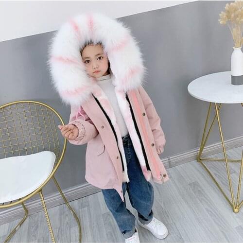 2020 Faux Fur Coat Baby Girl Jacket Winter Girl Fur Coat Parka Kids Outwear Clothes Kids Coat Fashion Hooded Warm Coat Solid W81