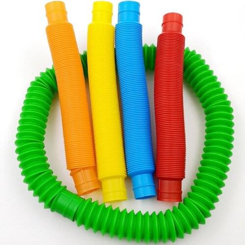 4pcs Creative Magical Toy Colorful Circle Funny Toys Gift Folding Plastic Pop Tube Coil ChildrenS Early Development Educational