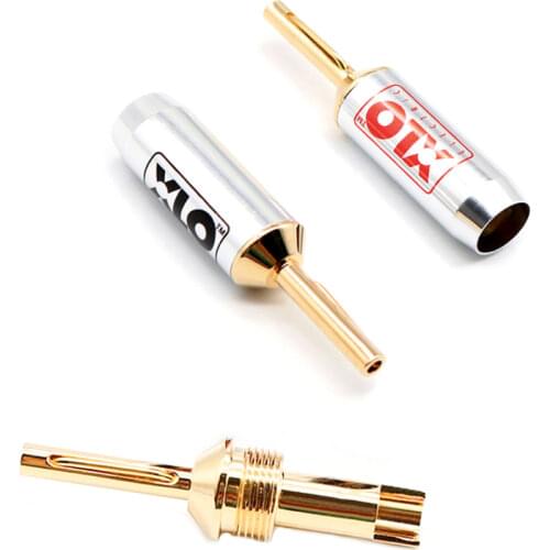 Audiophile XLO 24K Gold Plated Banana Plug Hifi Audio Speaker Cable Connector Adapter 4Pcs