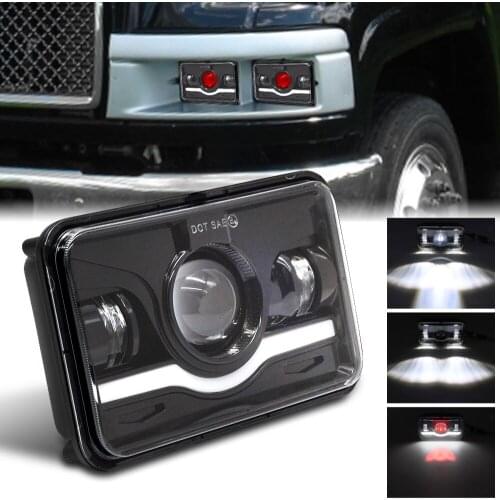 4x6 LED Headlight DRL Hi Low Black Seal Beam For Honda XR Suzuki DRZ Motorcycle Accessories Rectangular 6X4 Inch