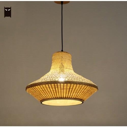 Bamboo Gourd Pendant Light Fixture Asian Nordic Scandinavian Meditation Hanging Ceiling Lamp Plafon Farmhouse Tea Room Designer