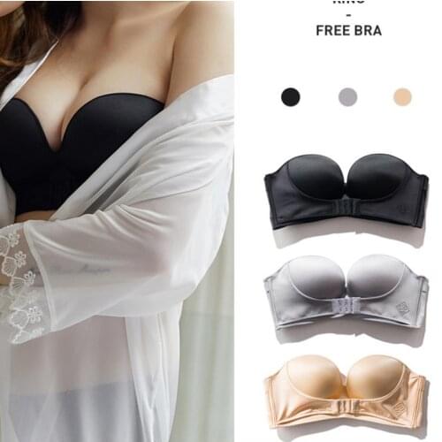 Brassiere Women Invisible Bras Front Closure Sexy Push Up Bra Underwear Lingerie Female Brassiere Strapless Seamless Brassiere