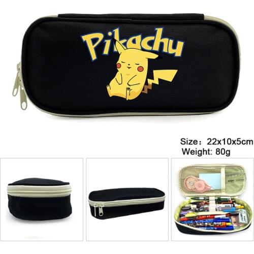 Pokemon Pikachu Pencil Case Through Simple Pencil Case Primary School Printed Canvas Stationery Case Back To School Kawaii Bag