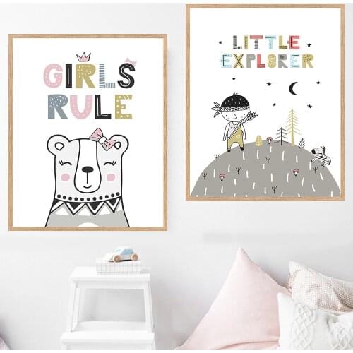 Kids Room Print Art Motivational Birth Gift Baby Girl Rule Nursery Playroom I Typography Wall Painting No Frame Pictures