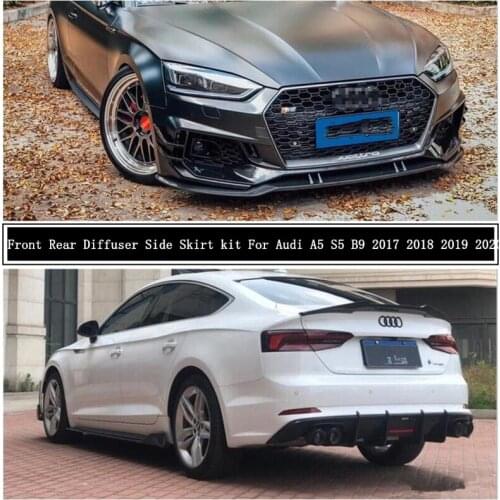 For Audi A5 S5 RS5 B9 2017 2018 2019 2020 Carbon Fiber Front Rear Bumper Diffuser Lip Spoiler Body Side Skirt kit Wind knife