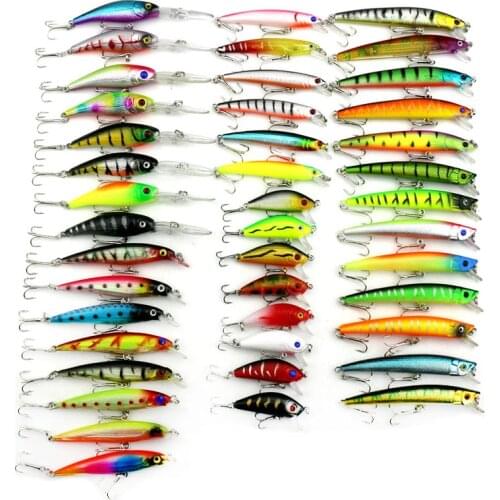 HENGJIA 43pcs mixed hard plastic minnow fishing lures pike wobble bass pike carp trout peche fishing baits pesca fishing tackles