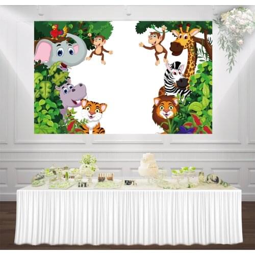 HUAYI Safari Jungle Birthday Banner Cute Baby Animal Forest Photography Party Background Photocall Background Wall Decorations